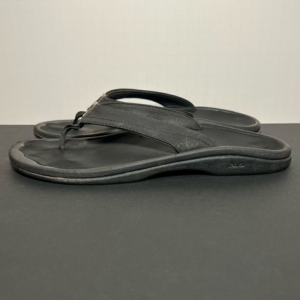 Womens OLUKAI Ohana Black Flip Flop Sandals / Size 7 - Picture 3 of 8